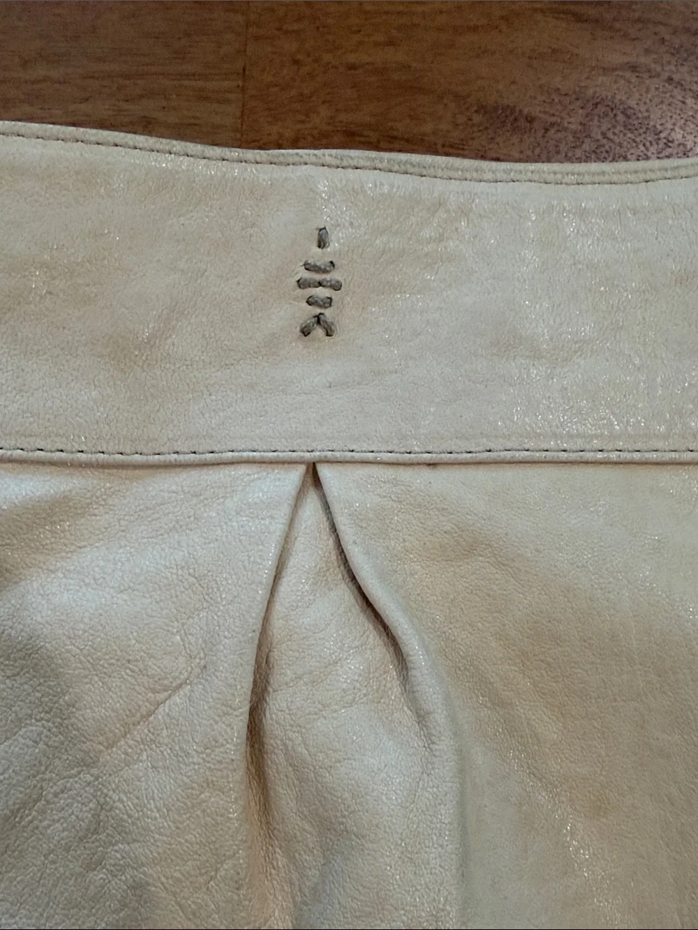 Marco Buggiani Cream Leather Crossbody Hobo Bag w/ Canvas Strap *Made in Italy*